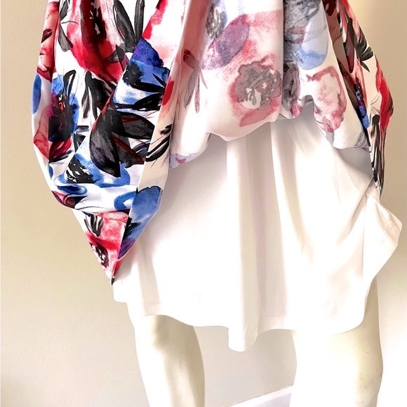 NEW Luxe by Carmen Marc Valvo sleeveless floral dress with embellished belt - Picture 5 of 8